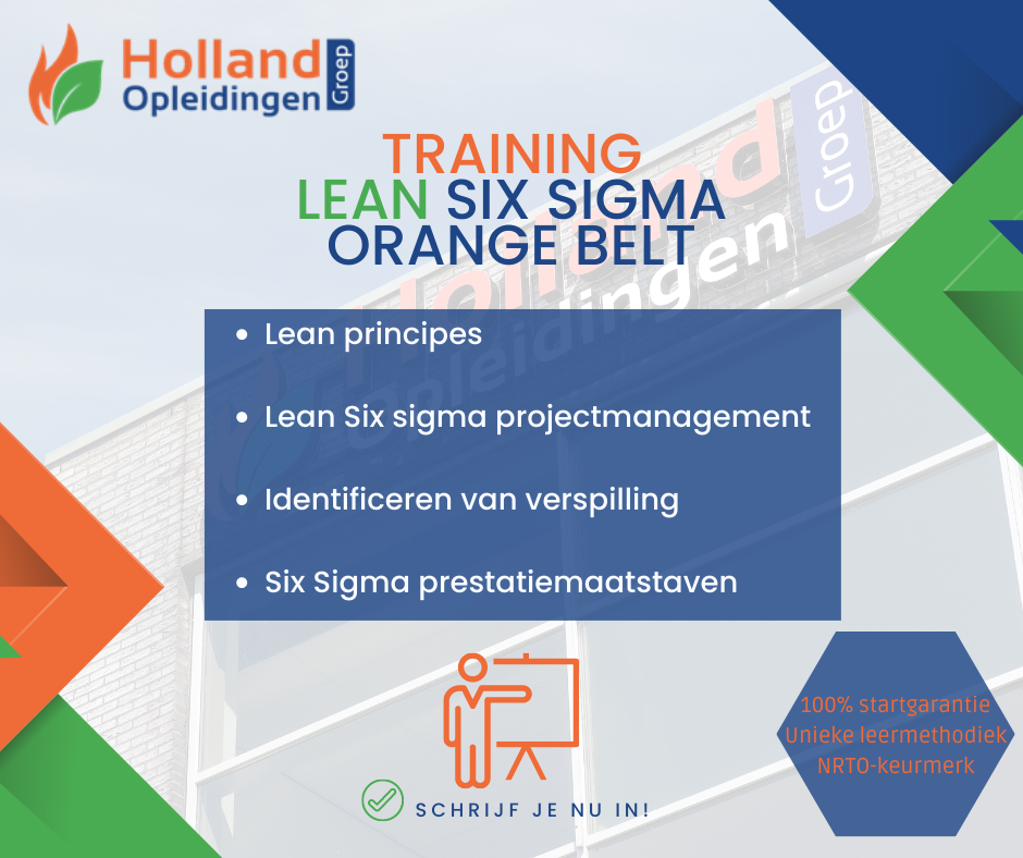 De Orange Belt is bedoeld om de basiskennis over Lean Six Sigma verder te ontwikkelen en leer je wat Lean Six Sigma in de praktijk betekent.